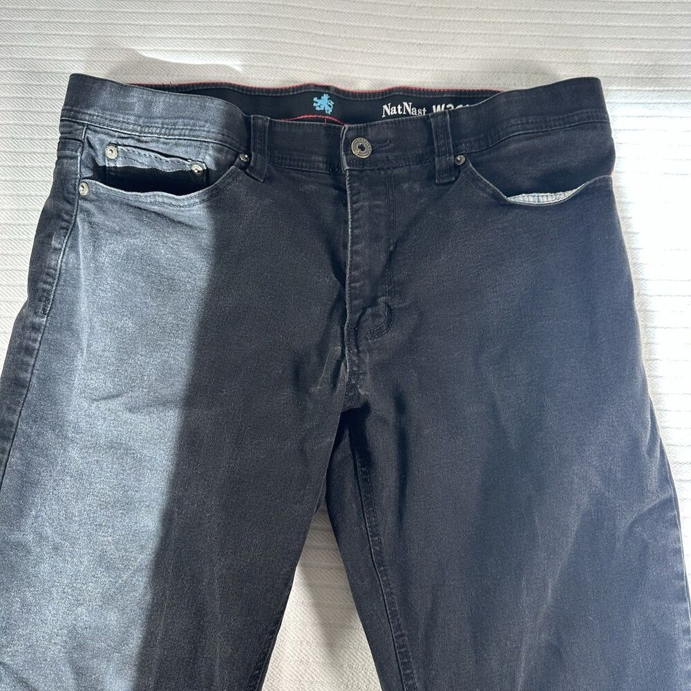 Nat Nast Men’s 36x32 Black Coated Jeans Straight Leg Denim Pants W36 L32 - Picture 5 of 13